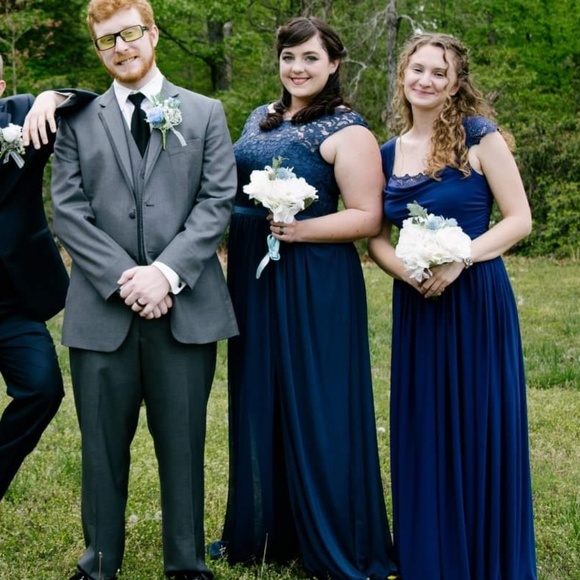 David's Bridal midnight blue lace dress - Picture 1 of 5